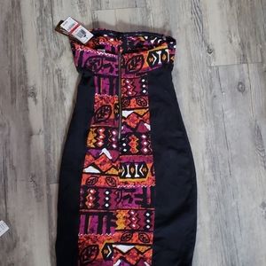 Black strapless midi dress